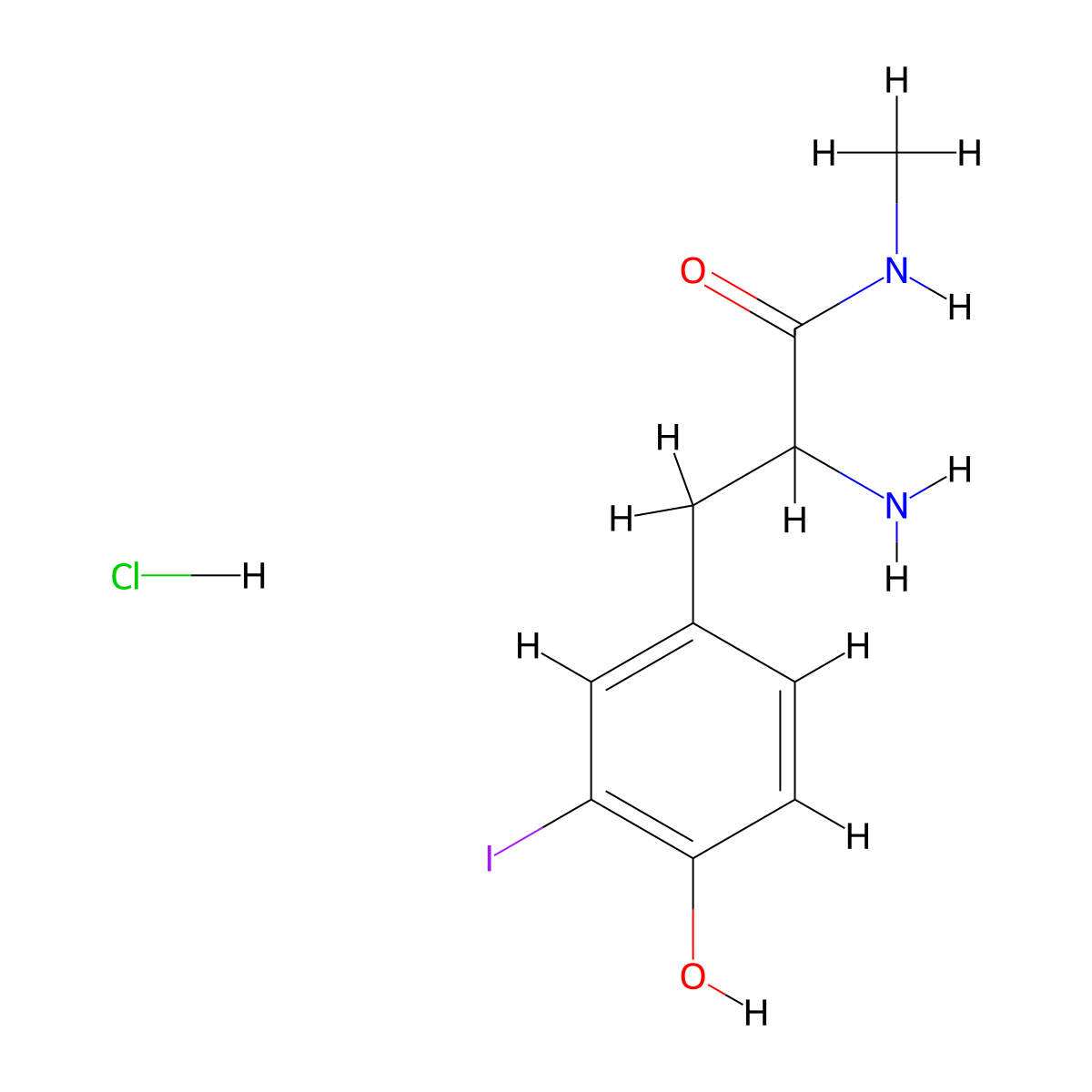 2-amino-3-(4-hydroxy-3-iodophenyl)-N-methylpropanamide hydrochloride molecular structure, CAS 2825005-45-4