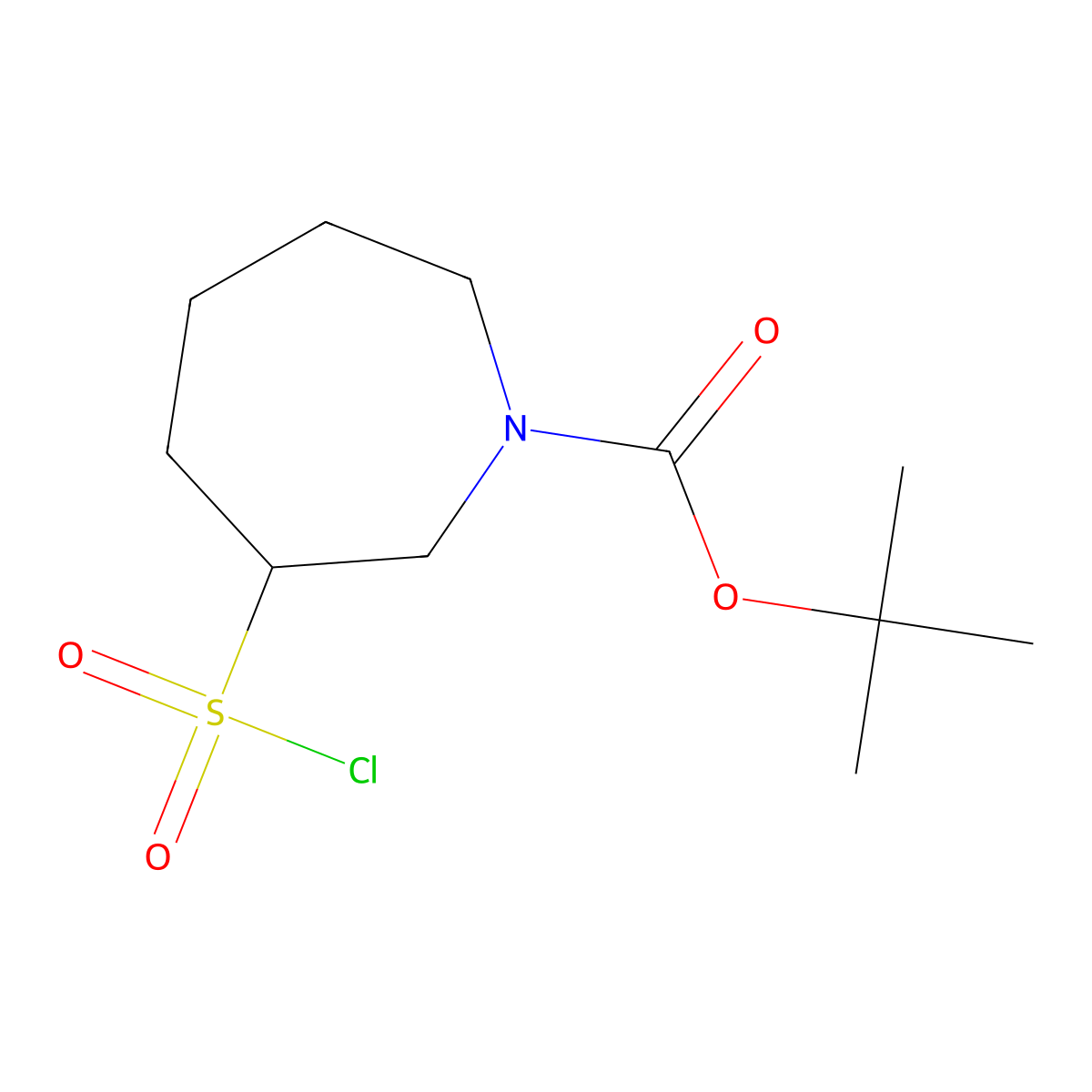Tert-butyl 3-(chlorosulfonyl)azepane-1-carboxylate molecular structure, CAS 2825005-46-5