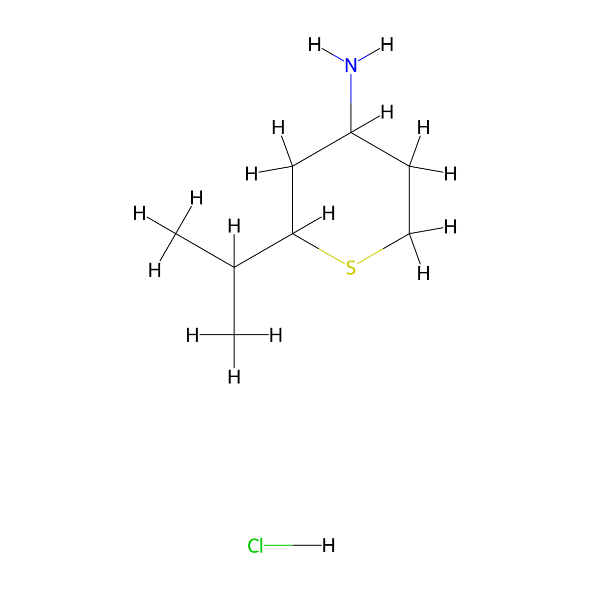 2-(Propan-2-yl)thian-4-aminehydrochloride molecular structure, CAS 2825005-56-7