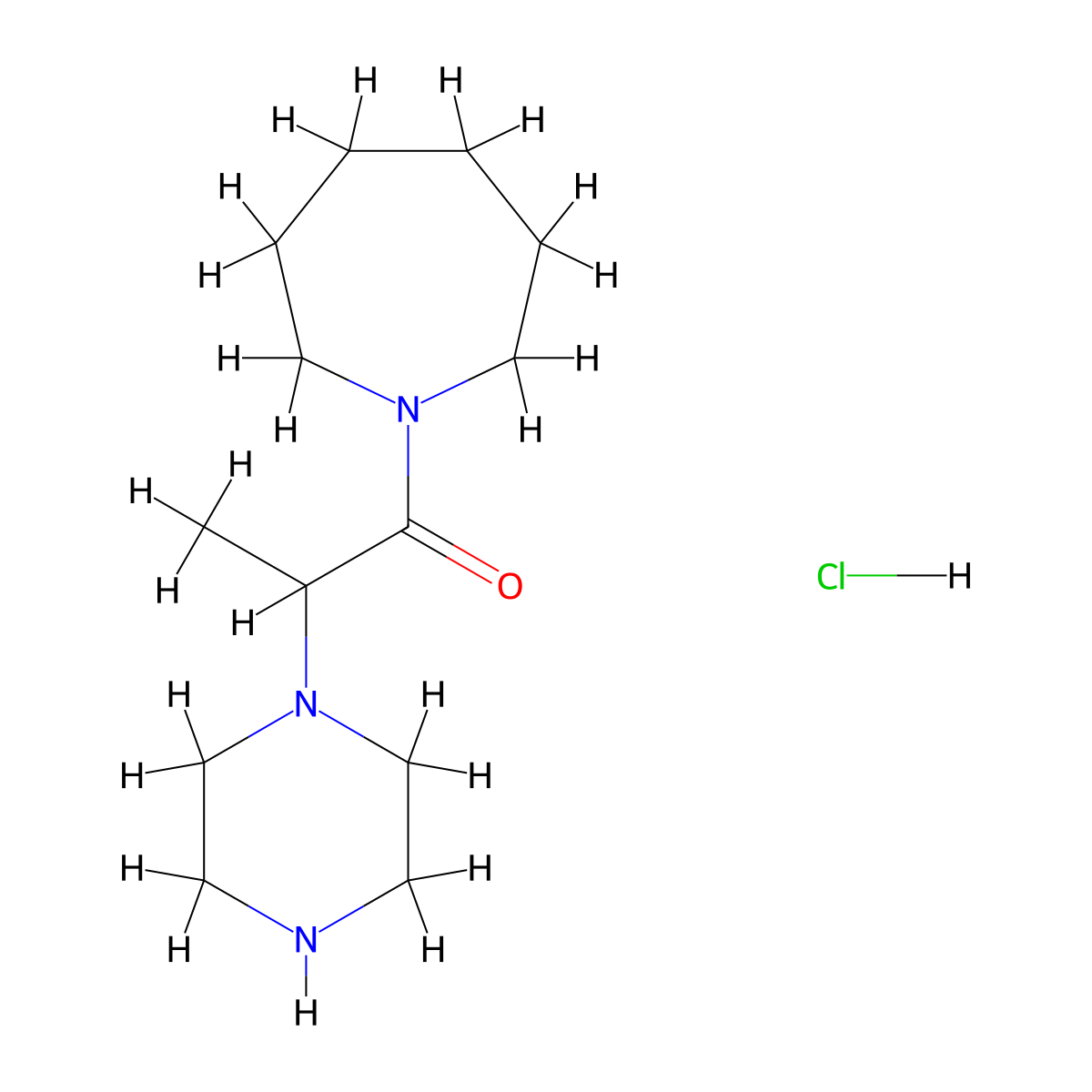 1-(Azepan-1-yl)-2-(piperazin-1-yl)propan-1-one hydrochloride molecular structure, CAS 2825005-70-5