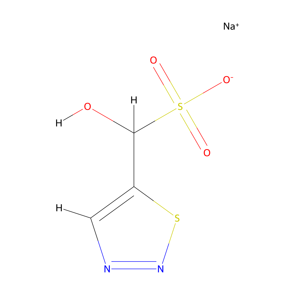 Sodium hydroxy(1,2,3-thiadiazol-5-yl)methanesulfonate molecular structure, CAS 2825005-74-9