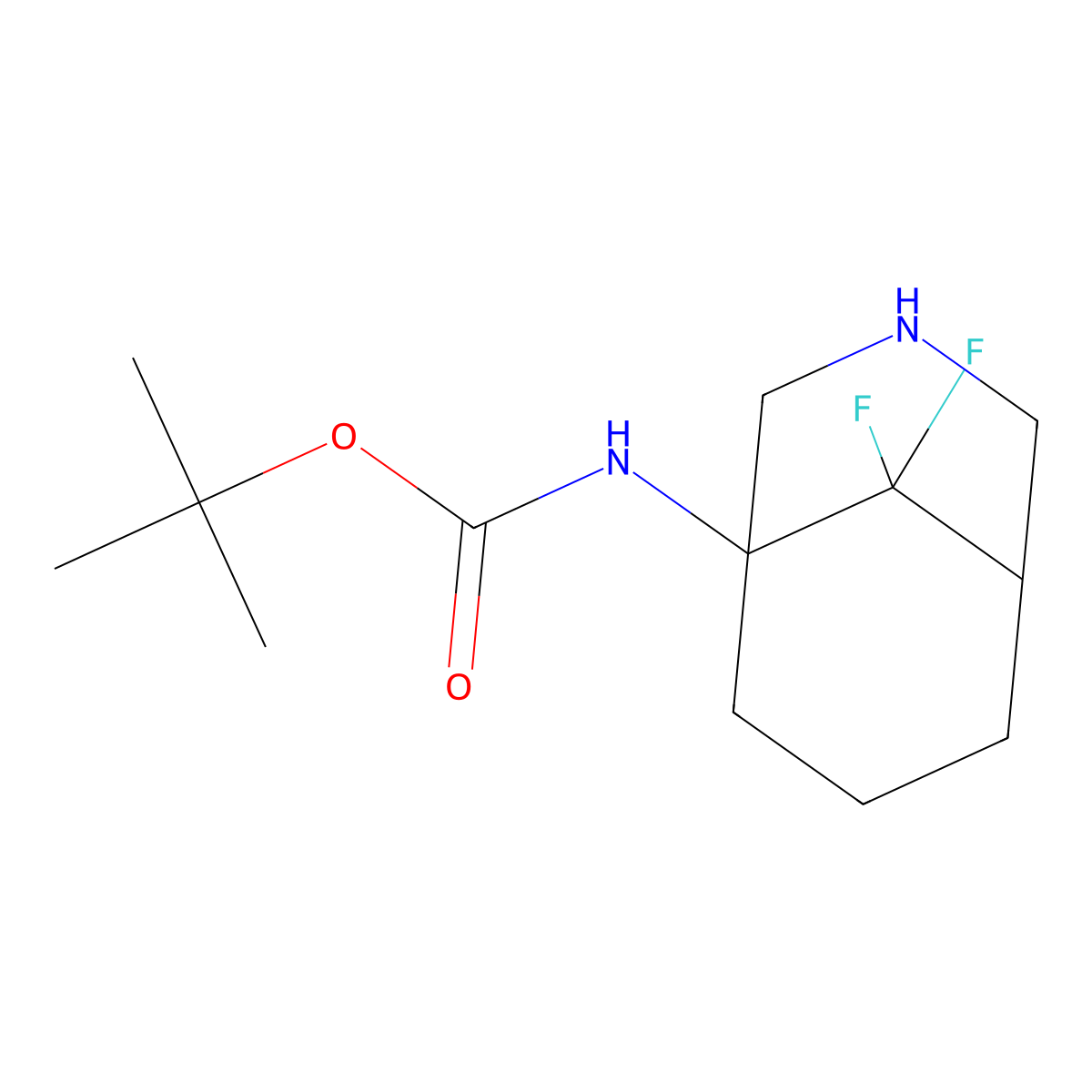 tert-butyl N-{9,9-difluoro-3-azabicyclo[3.3.1]nonan-1-yl}carbamate molecular structure, CAS 2825005-82-9