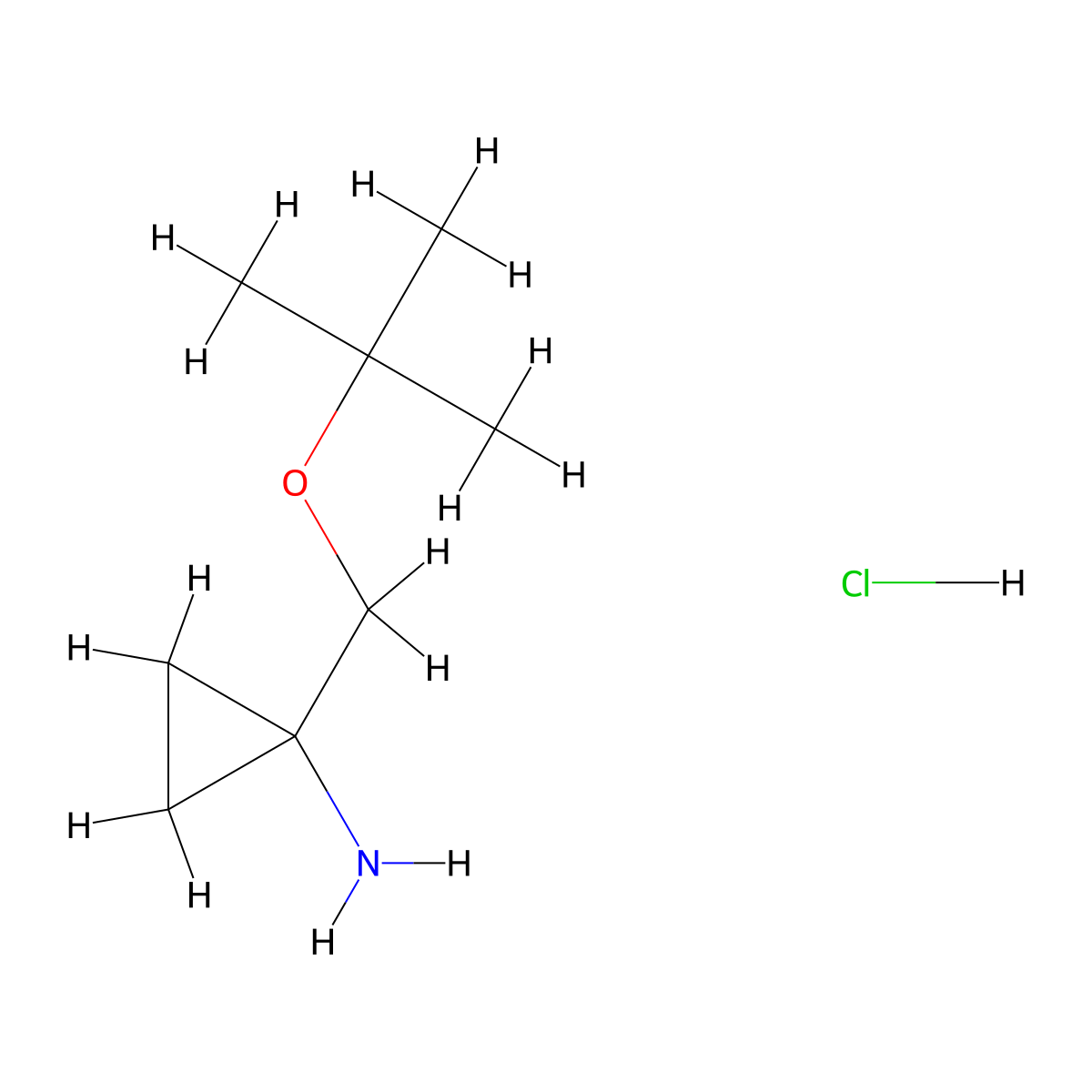 1-((Tert-butoxy)methyl)cyclopropan-1-amine hydrochloride molecular structure, CAS 2825005-83-0