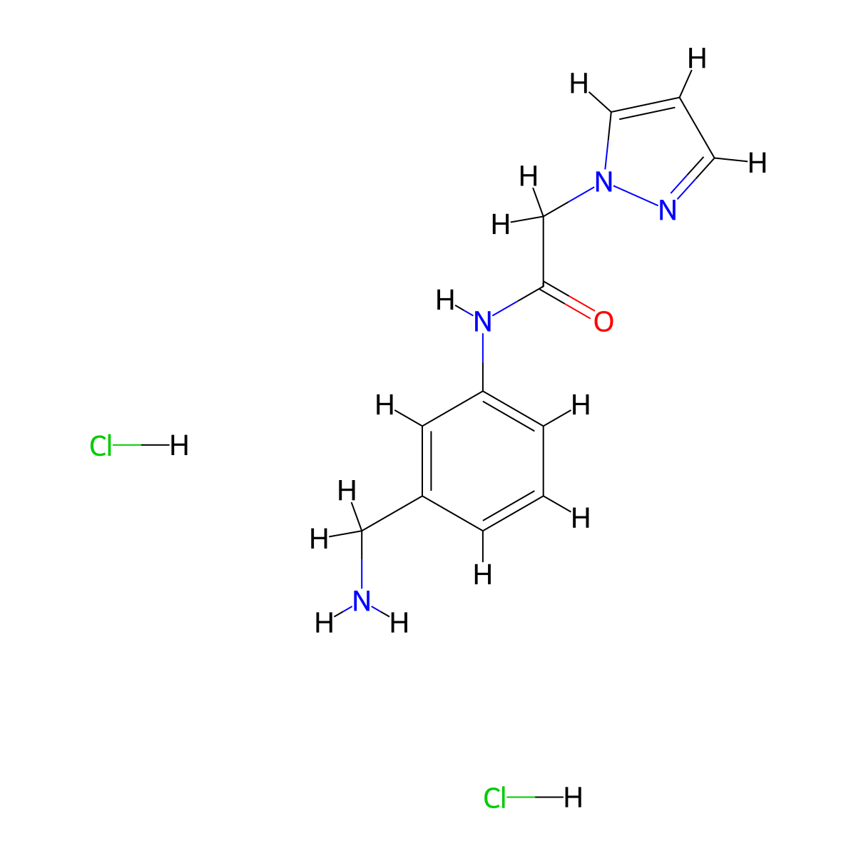 N-(3-(aminomethyl)phenyl)-2-(1H-pyrazol-1-yl)acetamide dihydrochloride molecular structure, CAS 2825005-85-2