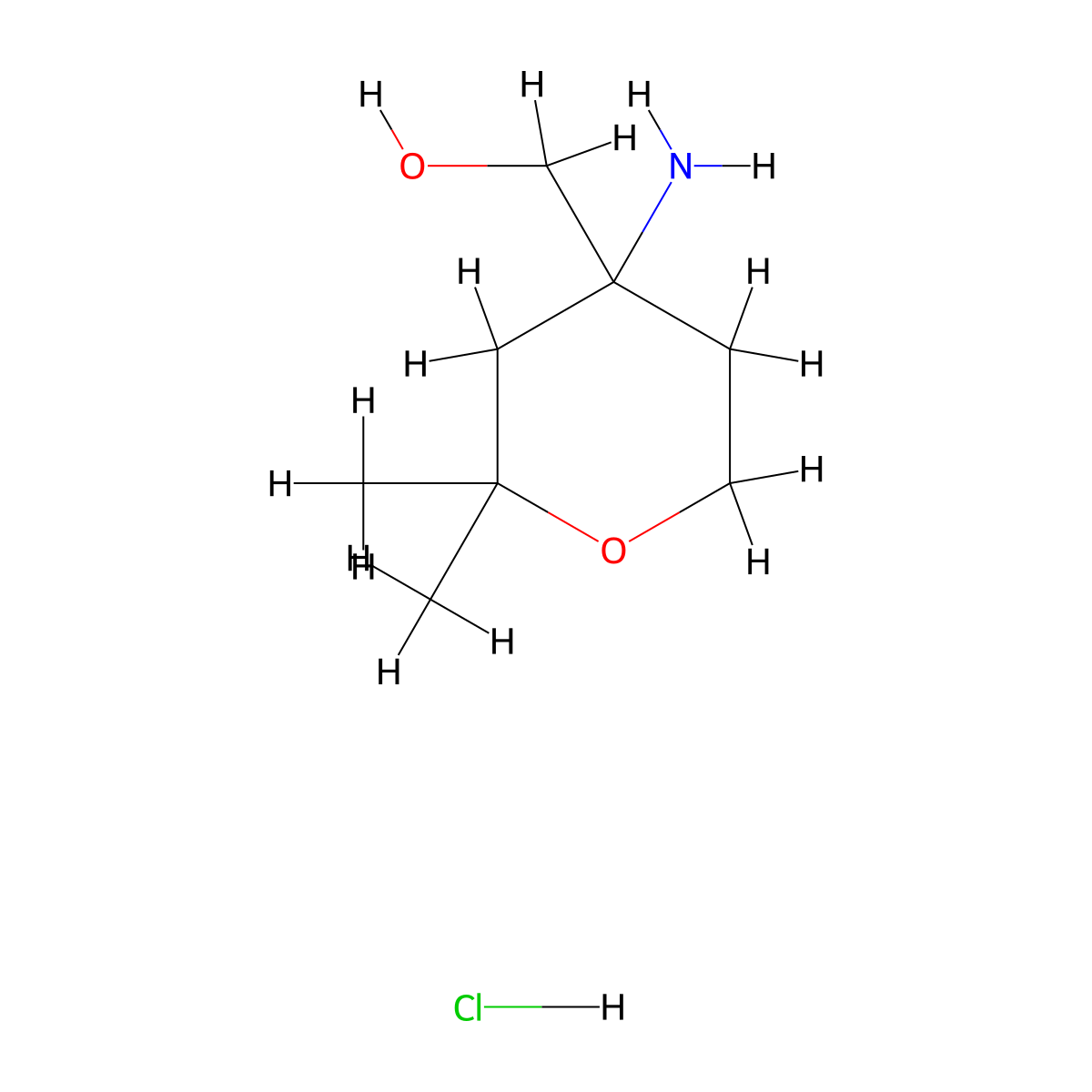(4-Amino-2,2-dimethyloxan-4-yl)methanol hydrochloride molecular structure, CAS 2825005-86-3