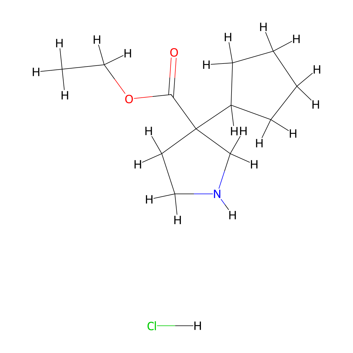 Ethyl3-cyclopentylpyrrolidine-3-carboxylatehydrochloride molecular structure, CAS 2825005-87-4