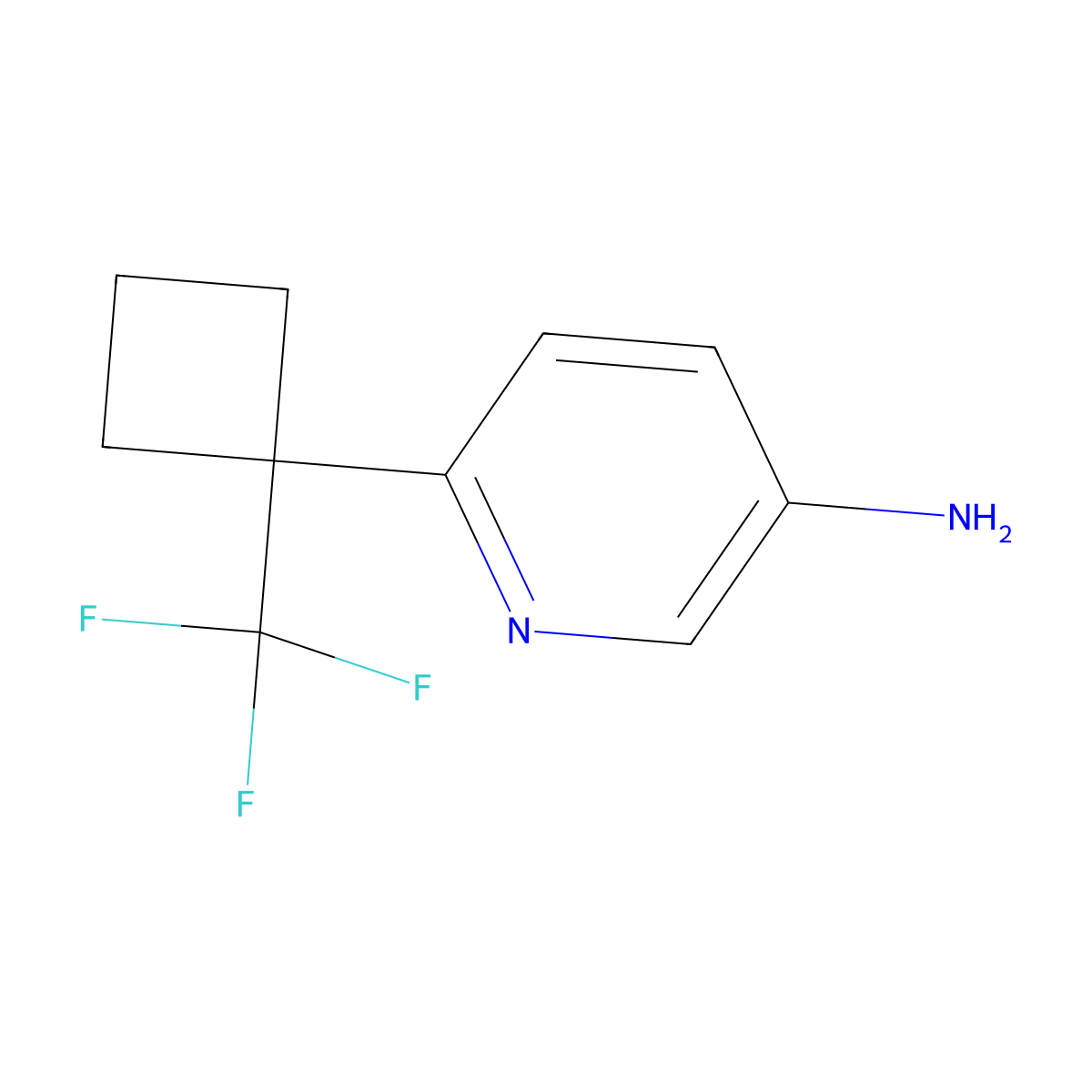 6-[1-(Trifluoromethyl)cyclobutyl]pyridin-3-amine molecular structure, CAS 2825005-88-5