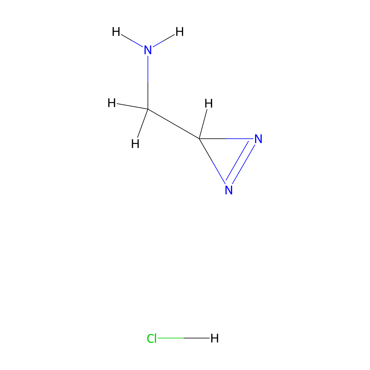 1-(3H-diazirin-3-yl)methanamine hydrochloride molecular structure, CAS 2825005-97-6
