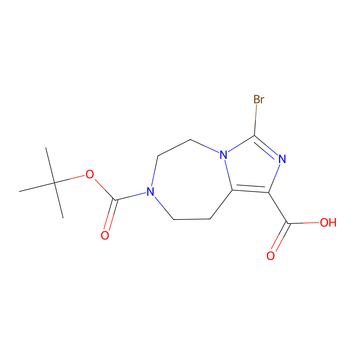 3-bromo-7-[(tert-butoxy)carbonyl]-5H,6H,7H,8H,9H-imidazo[1,5-d][1,4]diazepine-1-carboxylic acid molecular structure, CAS 2825005-98-7