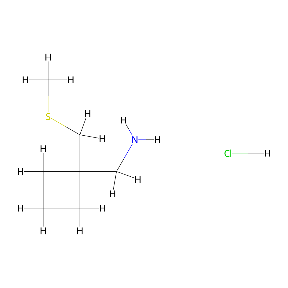 1-{1-[(Methylsulfanyl)methyl]cyclobutyl}methanamine hydrochloride molecular structure, CAS 2825006-02-6