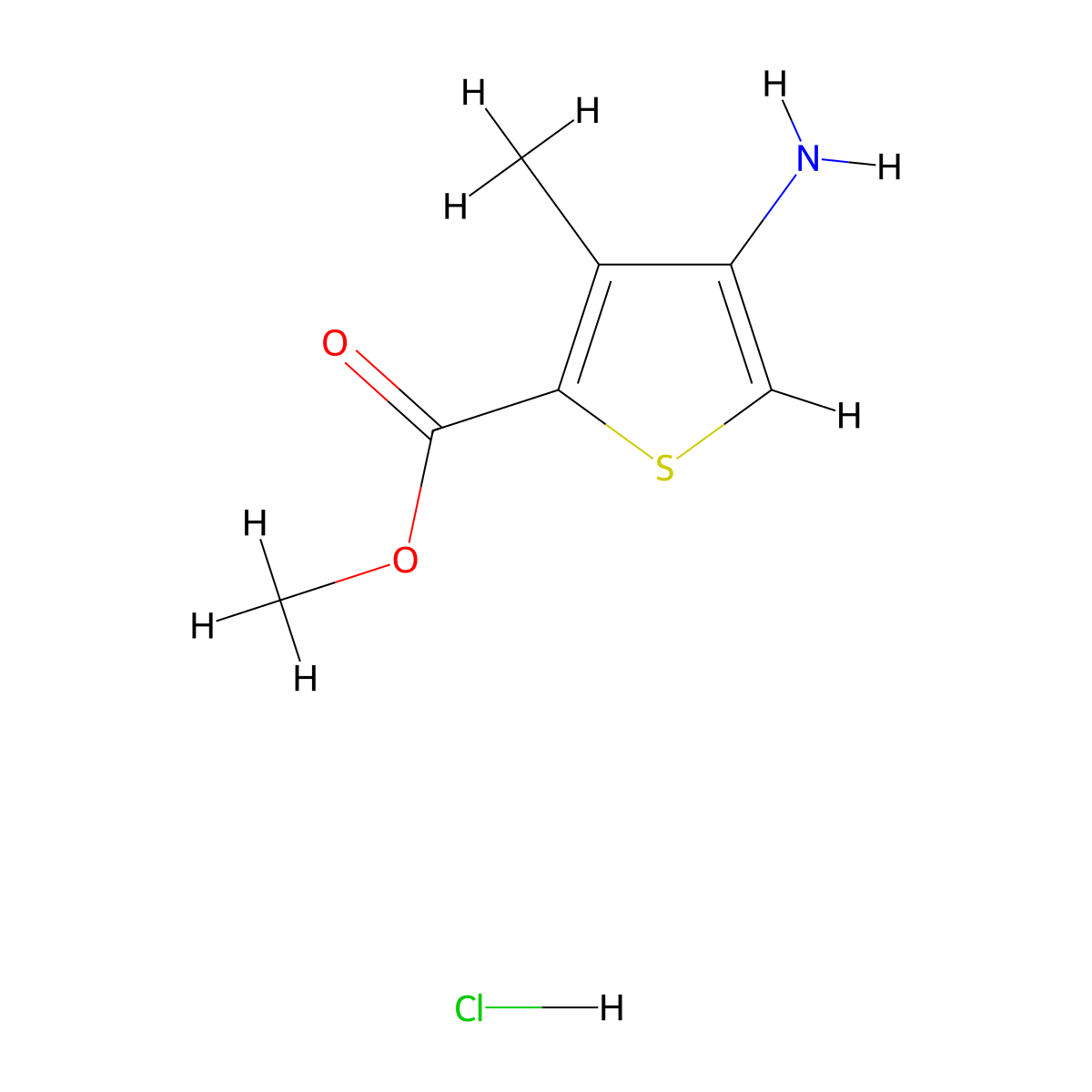 Methyl 4-amino-3-methylthiophene-2-carboxylate hydrochloride molecular structure, CAS 2825006-03-7