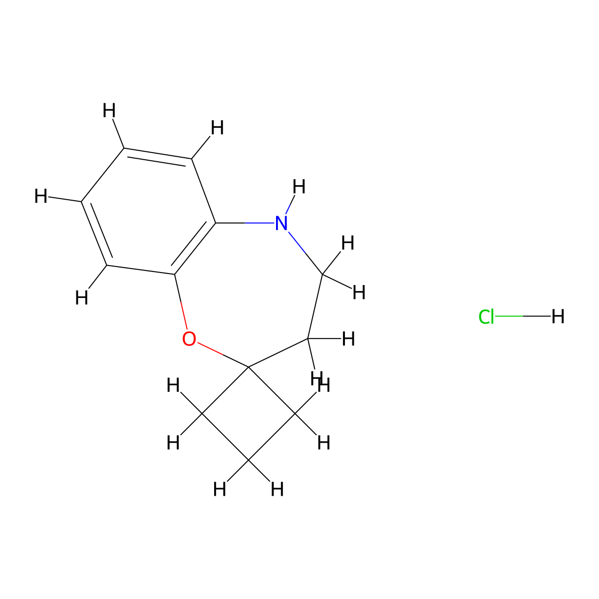 4,5-dihydro-3H-spiro[1,5-benzoxazepine-2,1'-cyclobutane] hydrochloride molecular structure, CAS 2825006-05-9