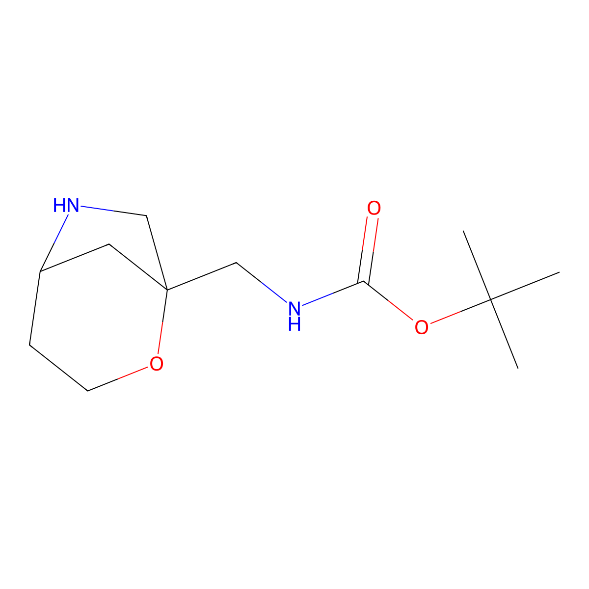 tert-butyl N-({2-oxa-6-azabicyclo[3.2.1]octan-1-yl}methyl)carbamate molecular structure, CAS 2825006-06-0