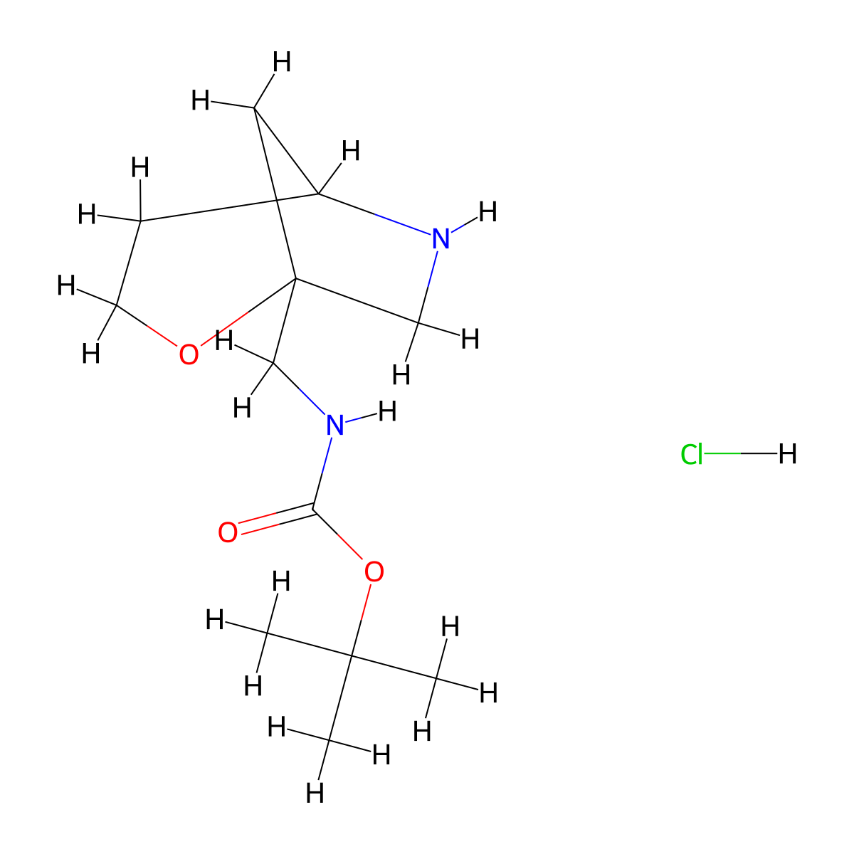 tert-butyl N-({2-oxa-6-azabicyclo[3.2.1]octan-1-yl}methyl)carbamate hydrochloride molecular structure, CAS 2825006-07-1
