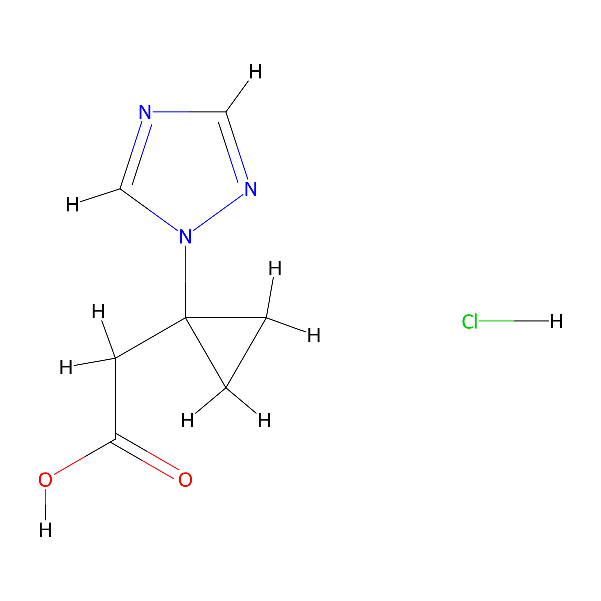 2-[1-(1H-1,2,4-triazol-1-yl)cyclopropyl]acetic acid hydrochloride molecular structure, CAS 2825006-10-6