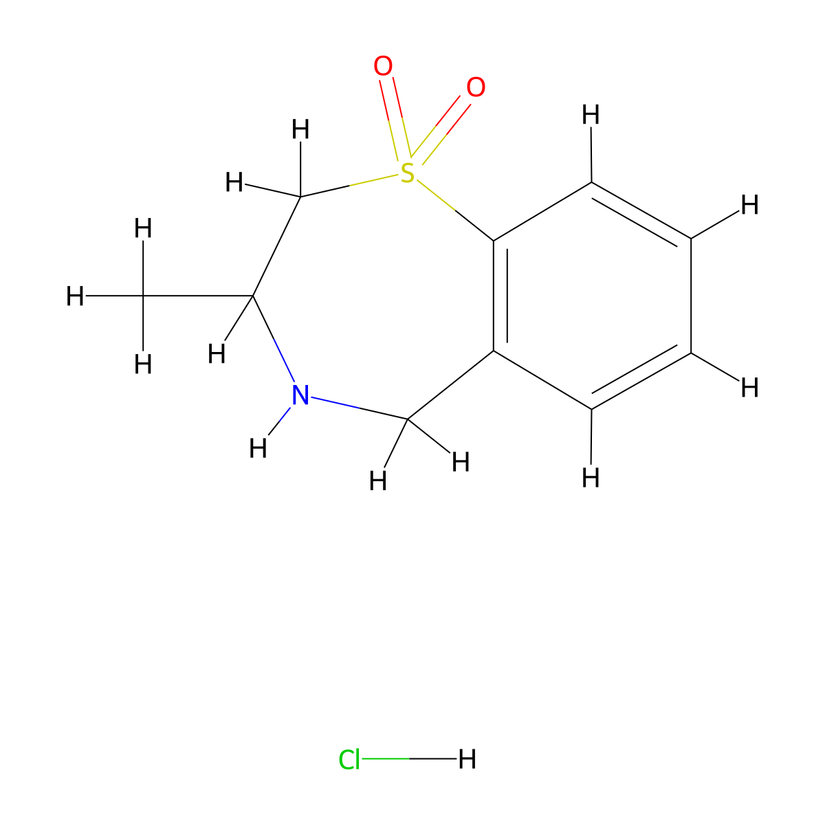 3-Methyl-2,3,4,5-tetrahydro-1lambda6,4-benzothiazepine-1,1-dionehydrochloride molecular structure, CAS 2825006-20-8