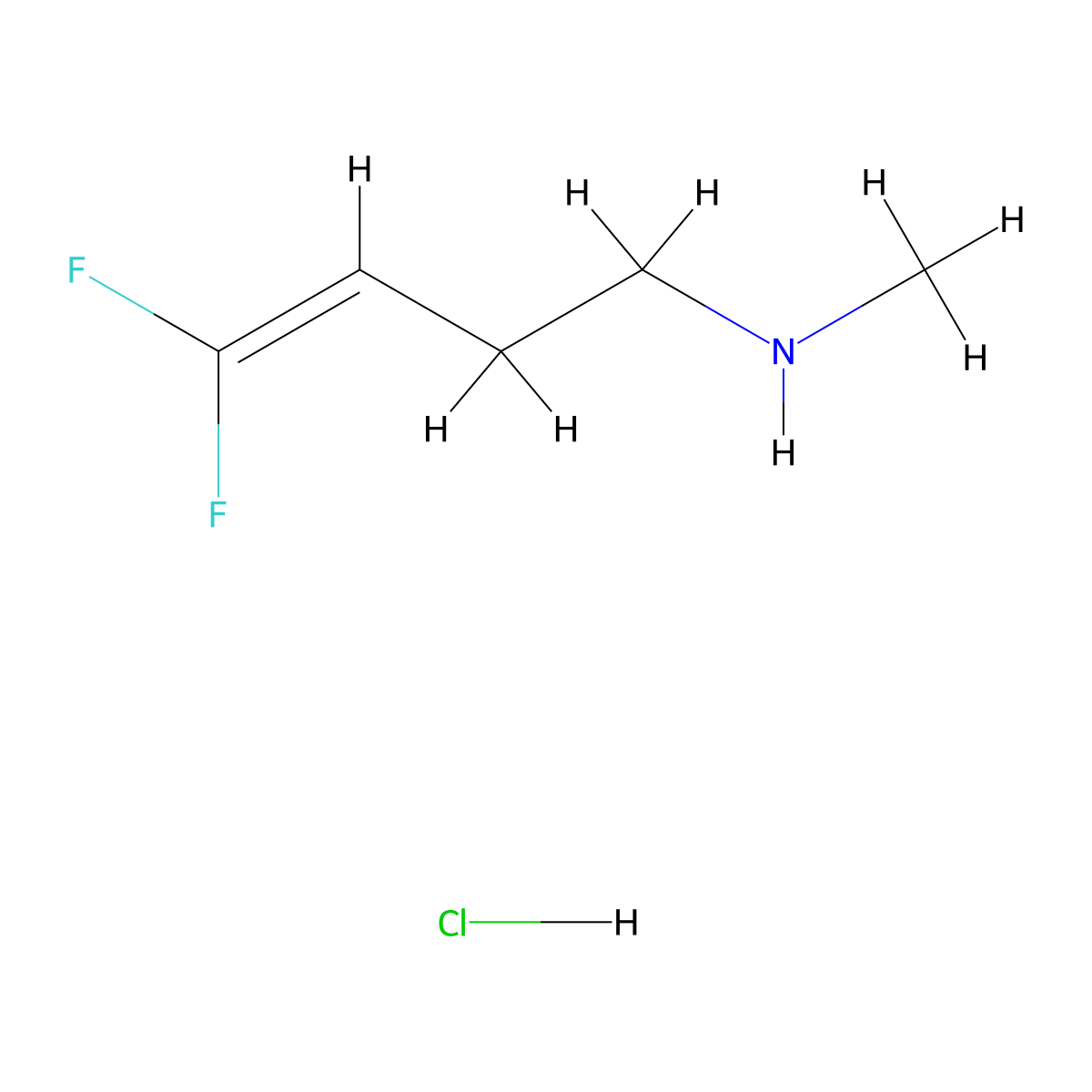 (4,4-Difluorobut-3-en-1-yl)(methyl)aminehydrochloride molecular structure, CAS 2825006-22-0
