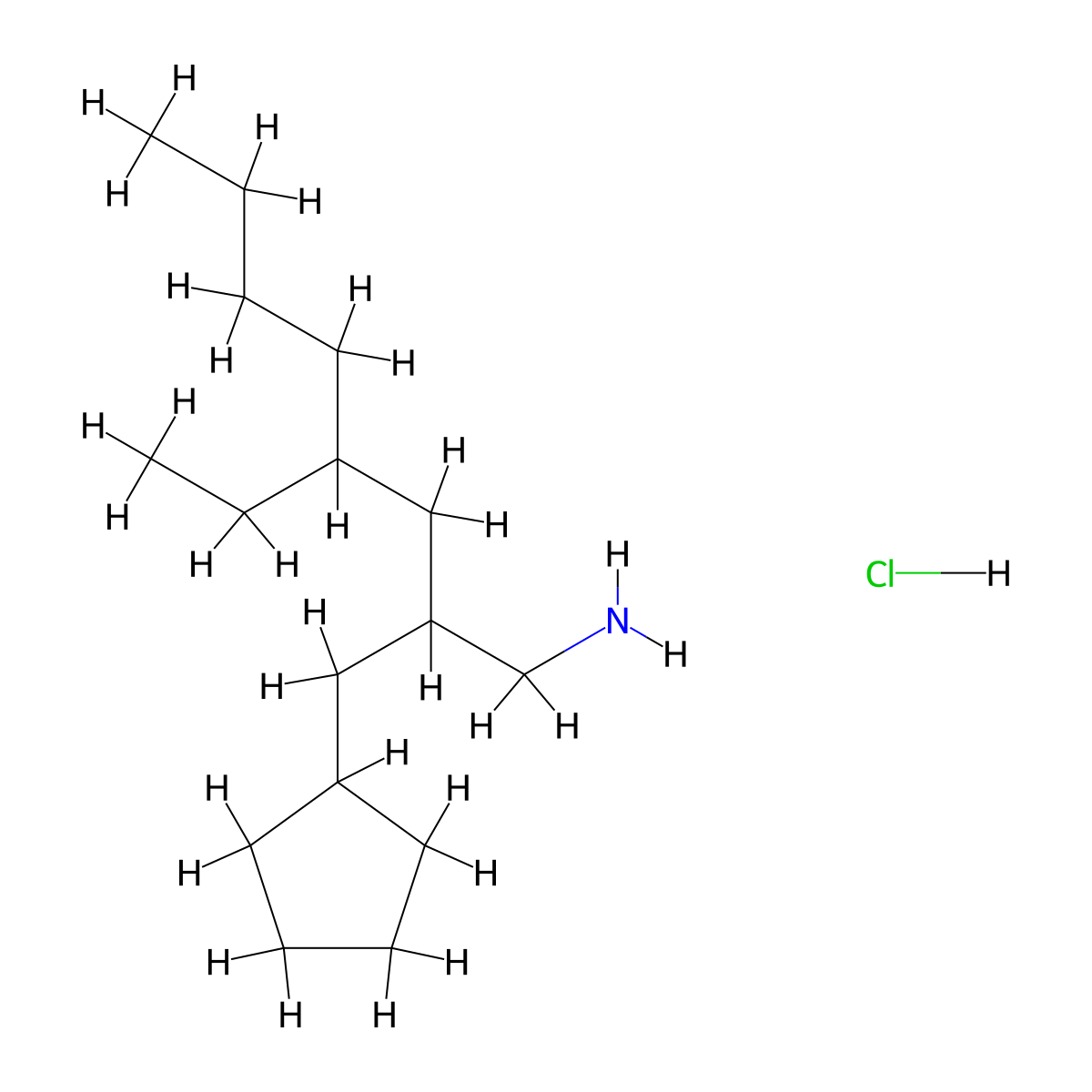 [2-(Aminomethyl)-4-ethyloctyl]cyclopentanehydrochloride molecular structure, CAS 2825006-29-7