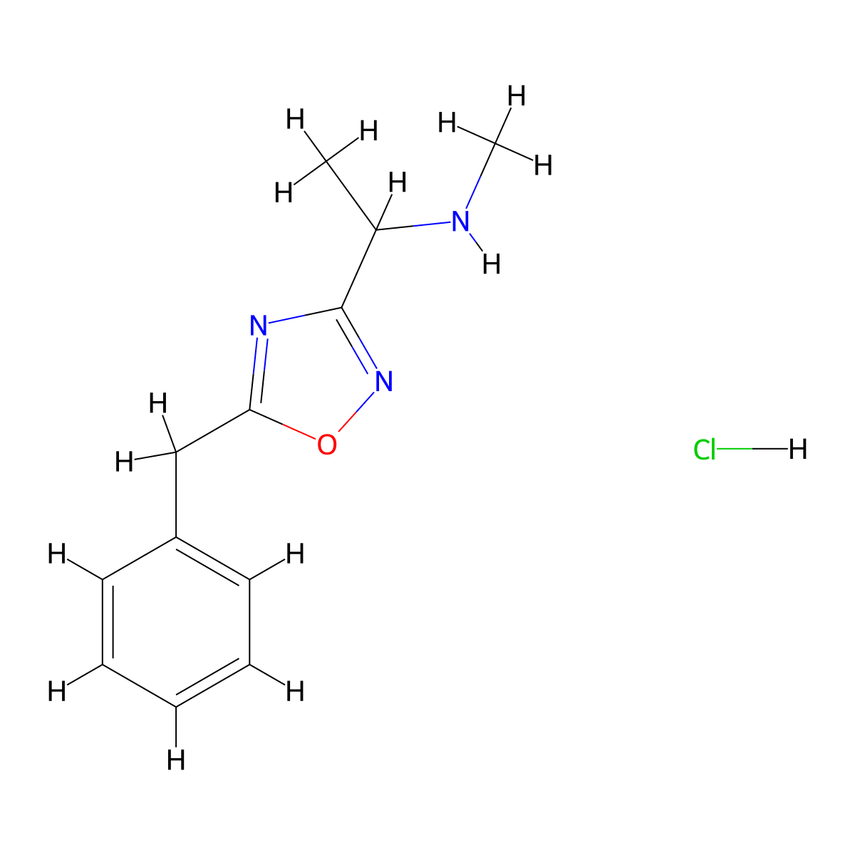[1-(5-Benzyl-1,2,4-oxadiazol-3-yl)ethyl](methyl)amine hydrochloride molecular structure, CAS 2825006-31-1