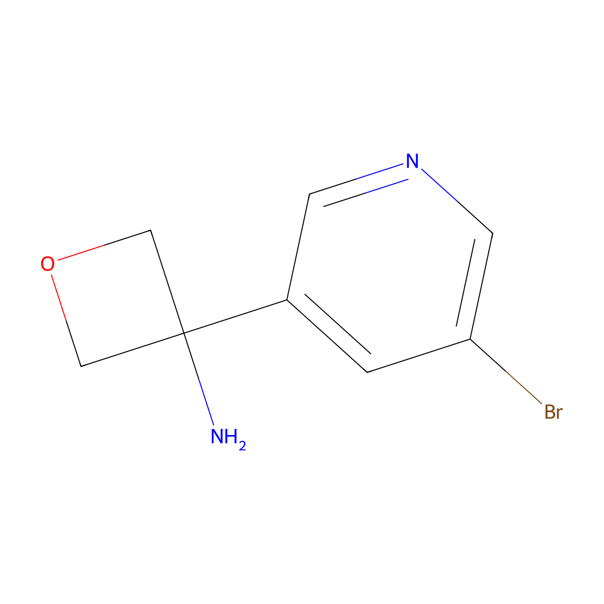 3-(5-Bromopyridin-3-yl)oxetan-3-amine molecular structure, CAS 2825006-34-4