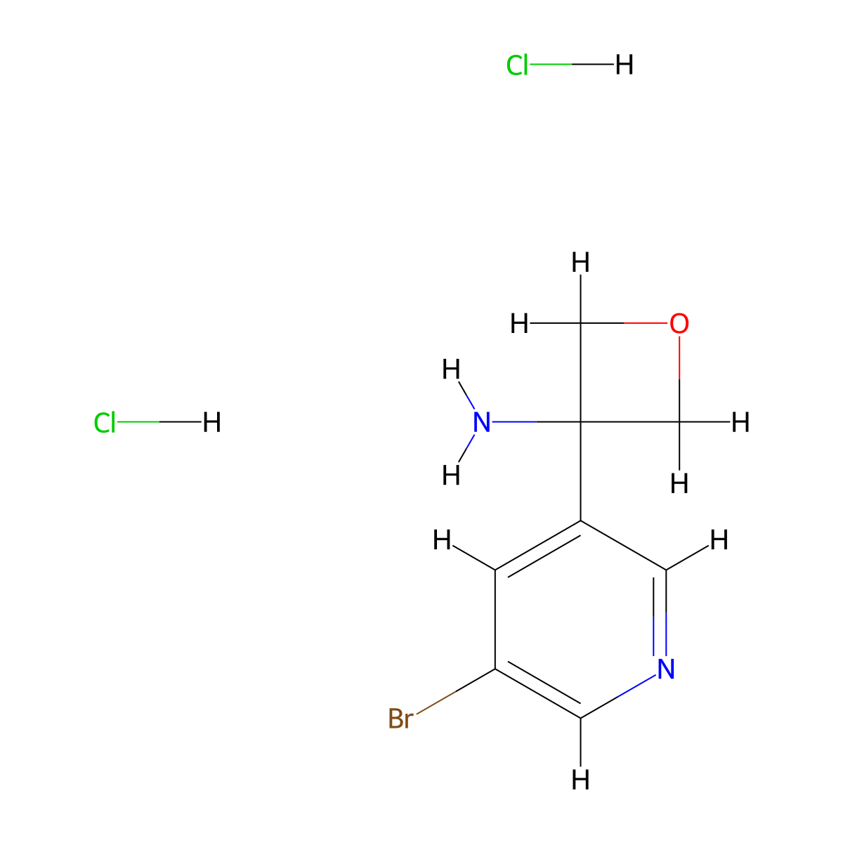 3-(5-Bromopyridin-3-yl)oxetan-3-amine dihydrochloride molecular structure, CAS 2825006-35-5