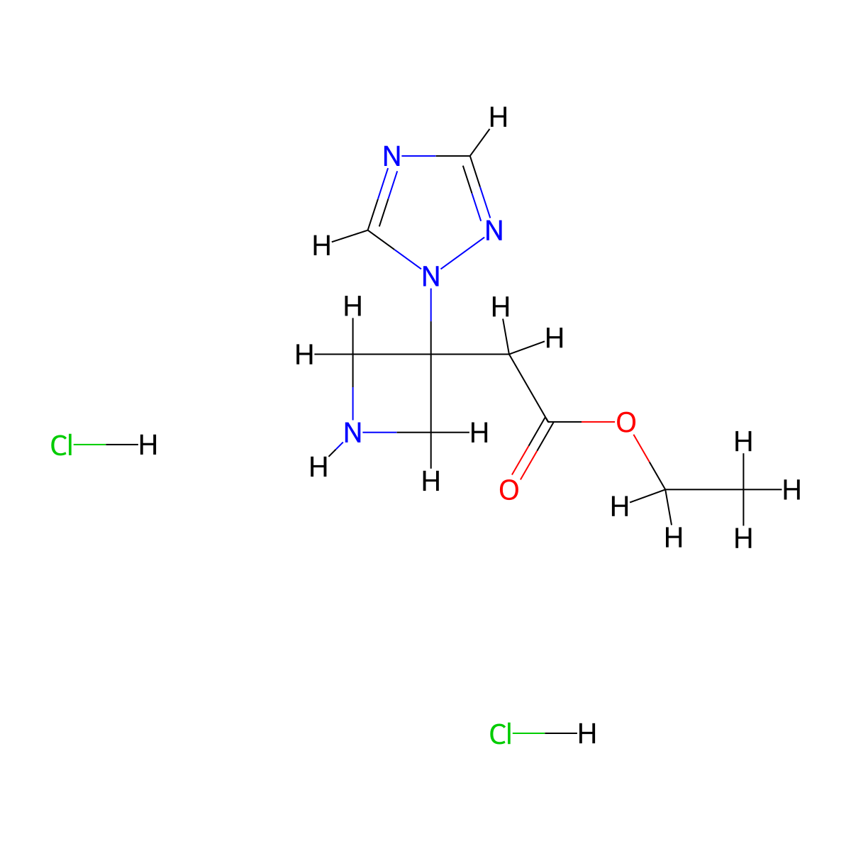 ethyl2-[3-(1H-1,2,4-triazol-1-yl)azetidin-3-yl]acetatedihydrochloride molecular structure, CAS 2825006-36-6