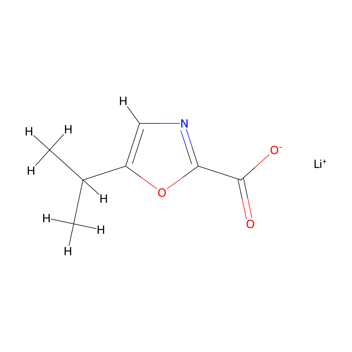 Lithium(1+)5-(propan-2-yl)-1,3-oxazole-2-carboxylate molecular structure, CAS 2825006-42-4