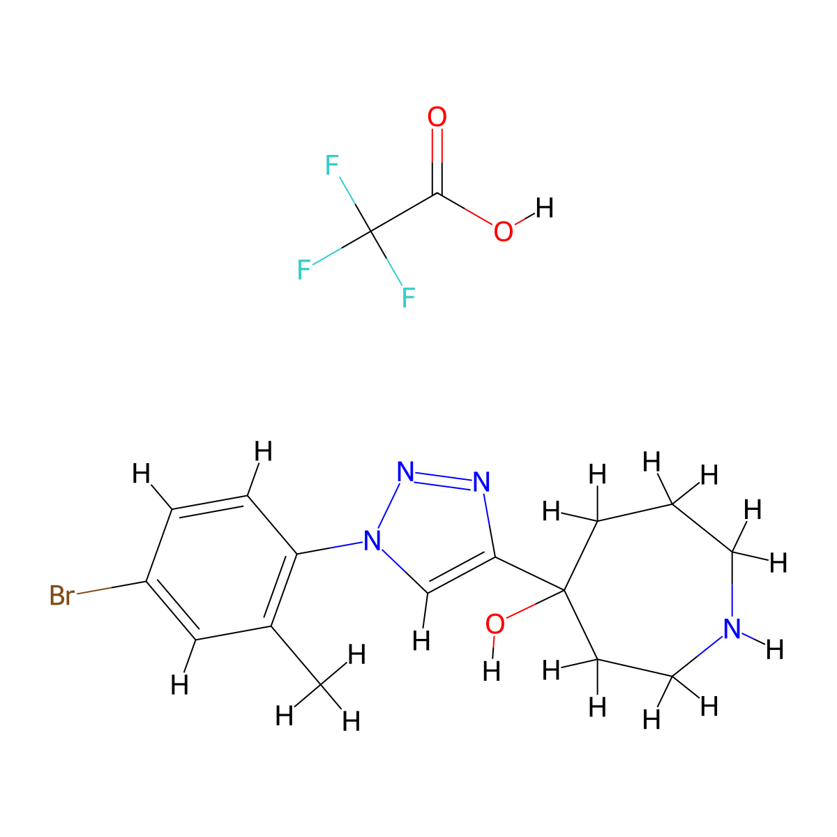 4-[1-(4-bromo-2-methylphenyl)-1H-1,2,3-triazol-4-yl]azepan-4-ol,trifluoroaceticacid molecular structure, CAS 2825006-44-6