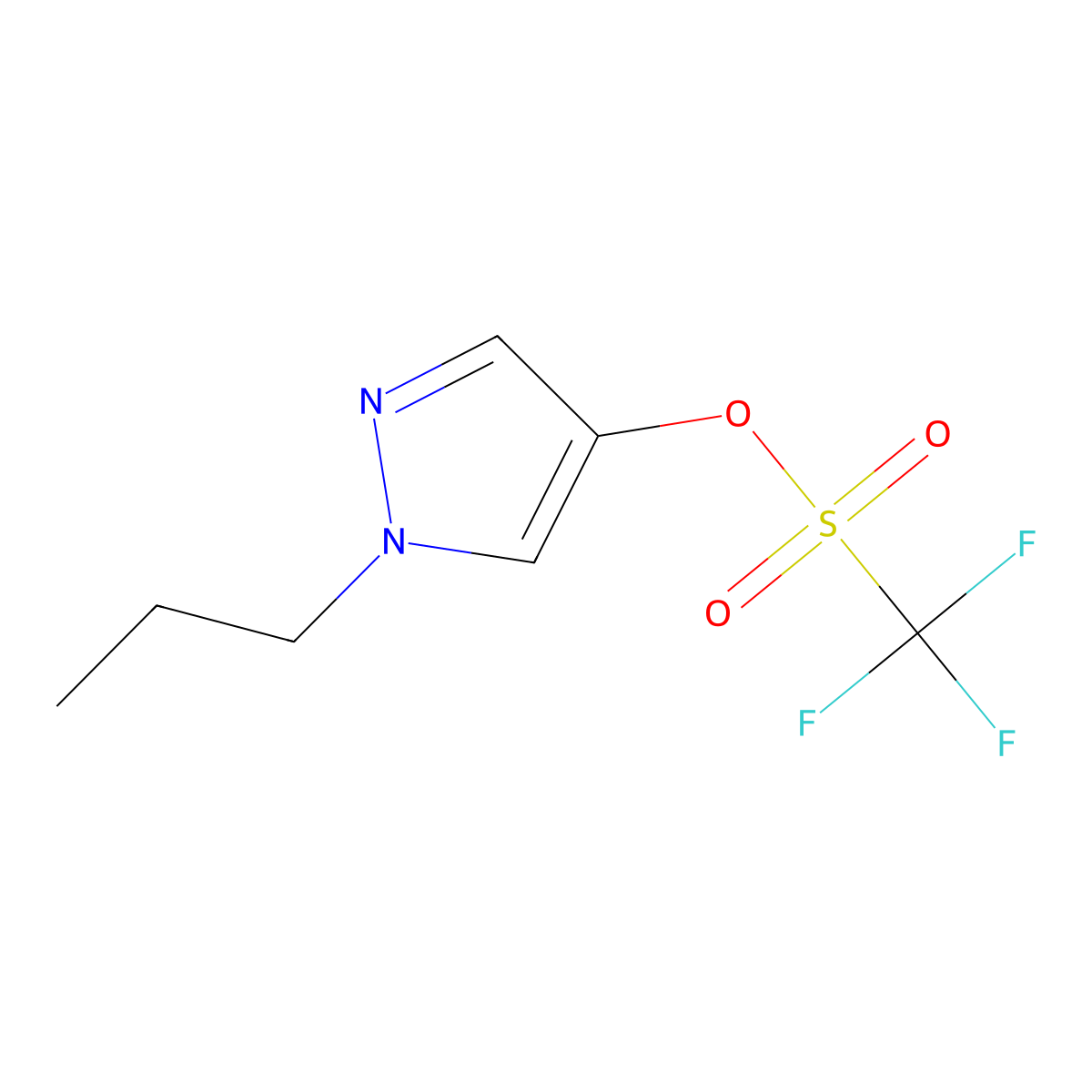 1-propyl-1H-pyrazol-4-yltrifluoromethanesulfonate molecular structure, CAS 2825006-45-7
