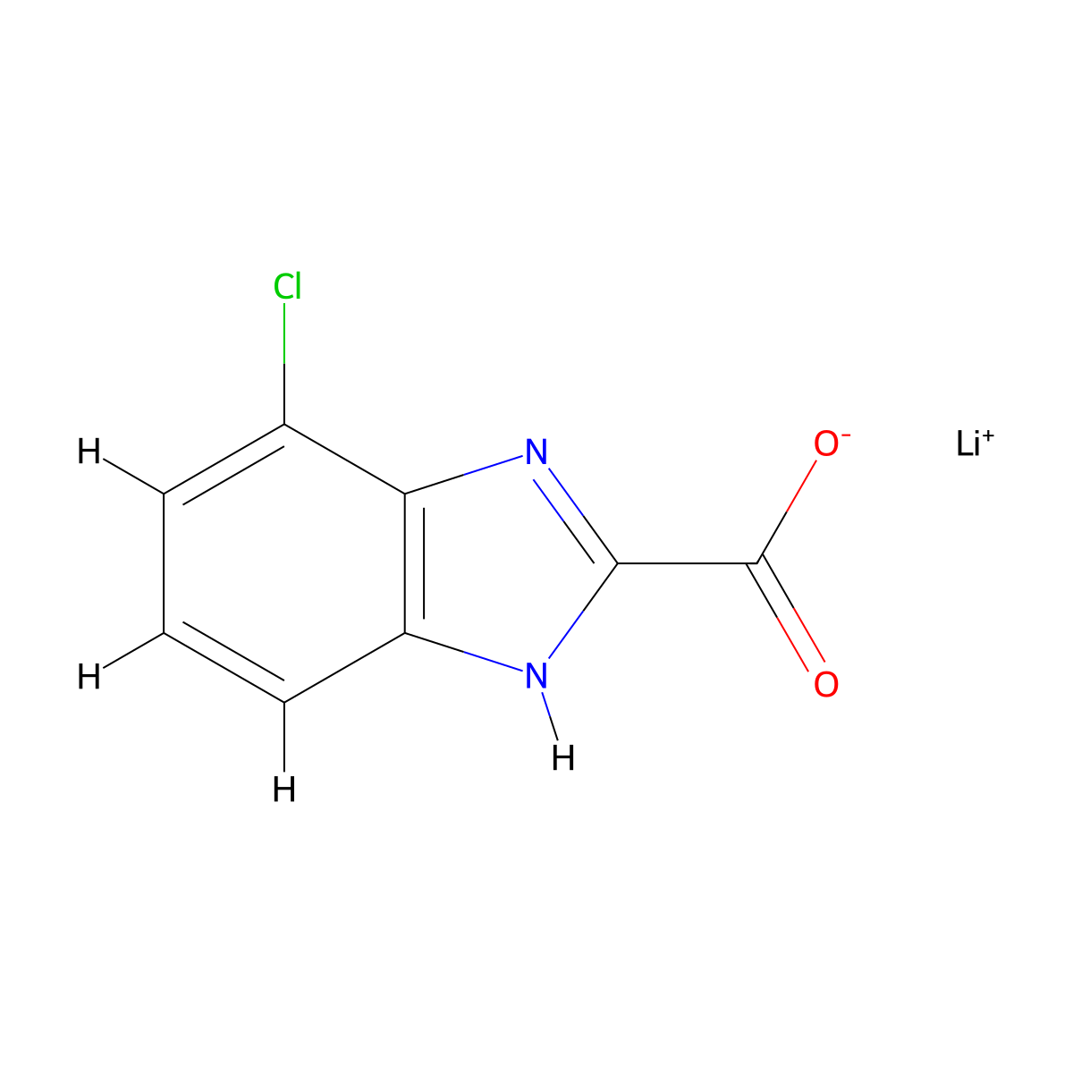 lithium(1+)4-chloro-1H-1,3-benzodiazole-2-carboxylate molecular structure, CAS 2825006-47-9