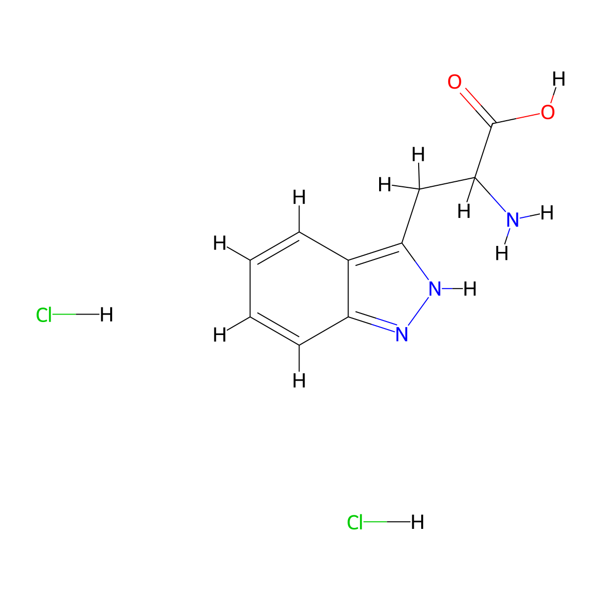 2-amino-3-(1H-indazol-3-yl)propanoic acid dihydrochloride molecular structure, CAS 2825006-48-0