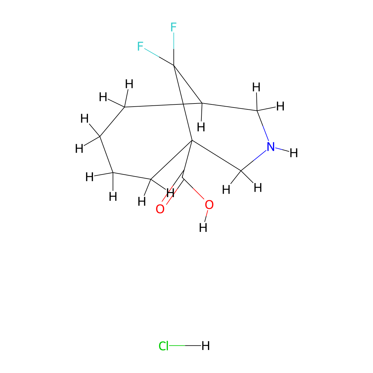 10,10-Difluoro-8-azabicyclo[4.3.1]decane-1-carboxylicacidhydrochloride molecular structure, CAS 2825006-51-5