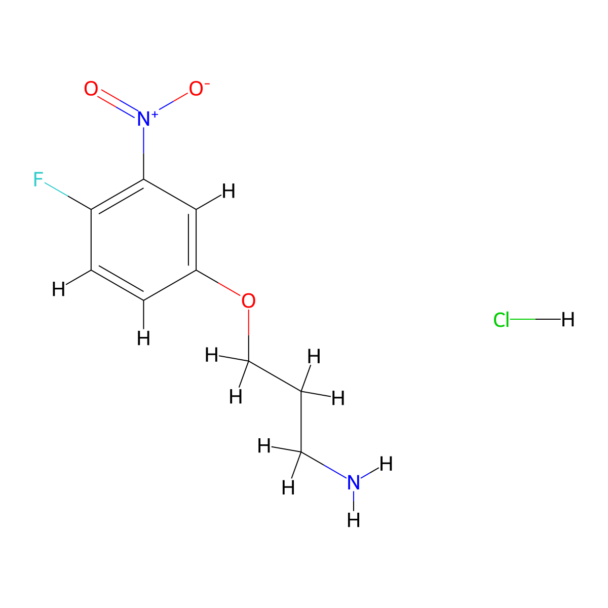 3-(4-Fluoro-3-nitrophenoxy)propan-1-amine hydrochloride molecular structure, CAS 2825006-60-6