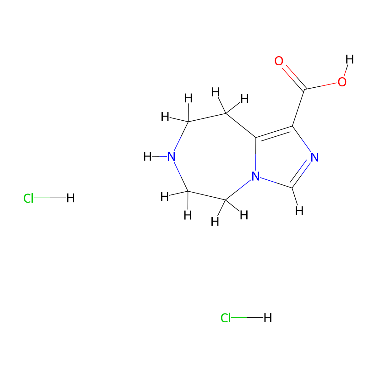 5H,6H,7H,8H,9H-imidazo[1,5-d][1,4]diazepine-1-carboxylicaciddihydrochloride molecular structure, CAS 2825006-64-0