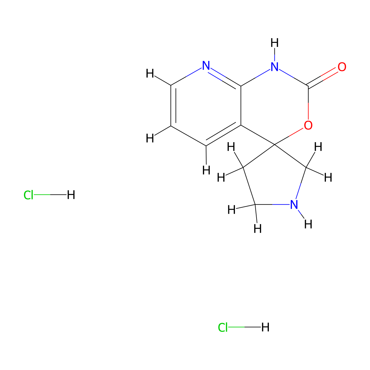 1,2-Dihydrospiro[pyrido[2,3-d][1,3]oxazine-4,3'-pyrrolidin]-2-onedihydrochloride molecular structure, CAS 2825006-65-1