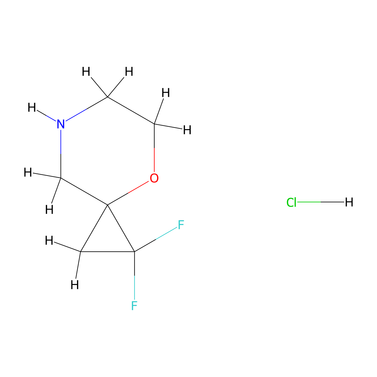 1,1-Difluoro-4-oxa-7-azaspiro[2.5]octane hydrochloride molecular structure, CAS 2825006-68-4