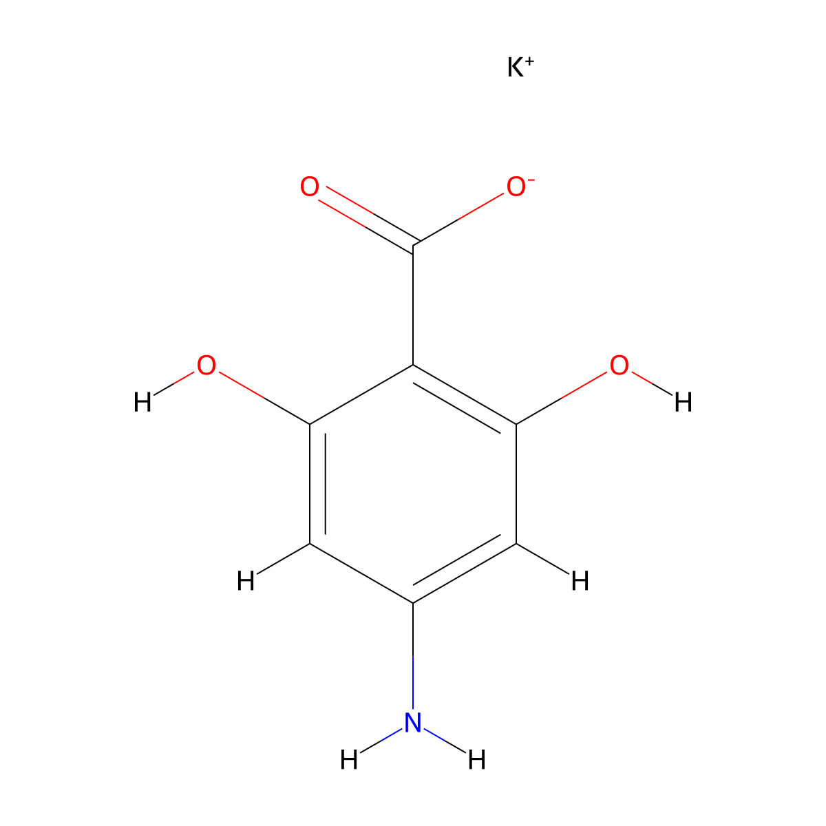 Potassium4-amino-2,6-dihydroxybenzoate molecular structure, CAS 2825006-71-9