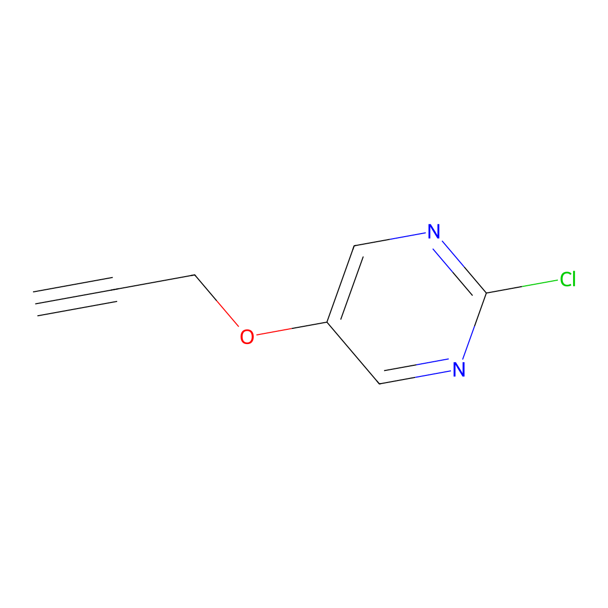 2-Chloro-5-(prop-2-yn-1-yloxy)pyrimidine molecular structure, CAS 2825006-72-0