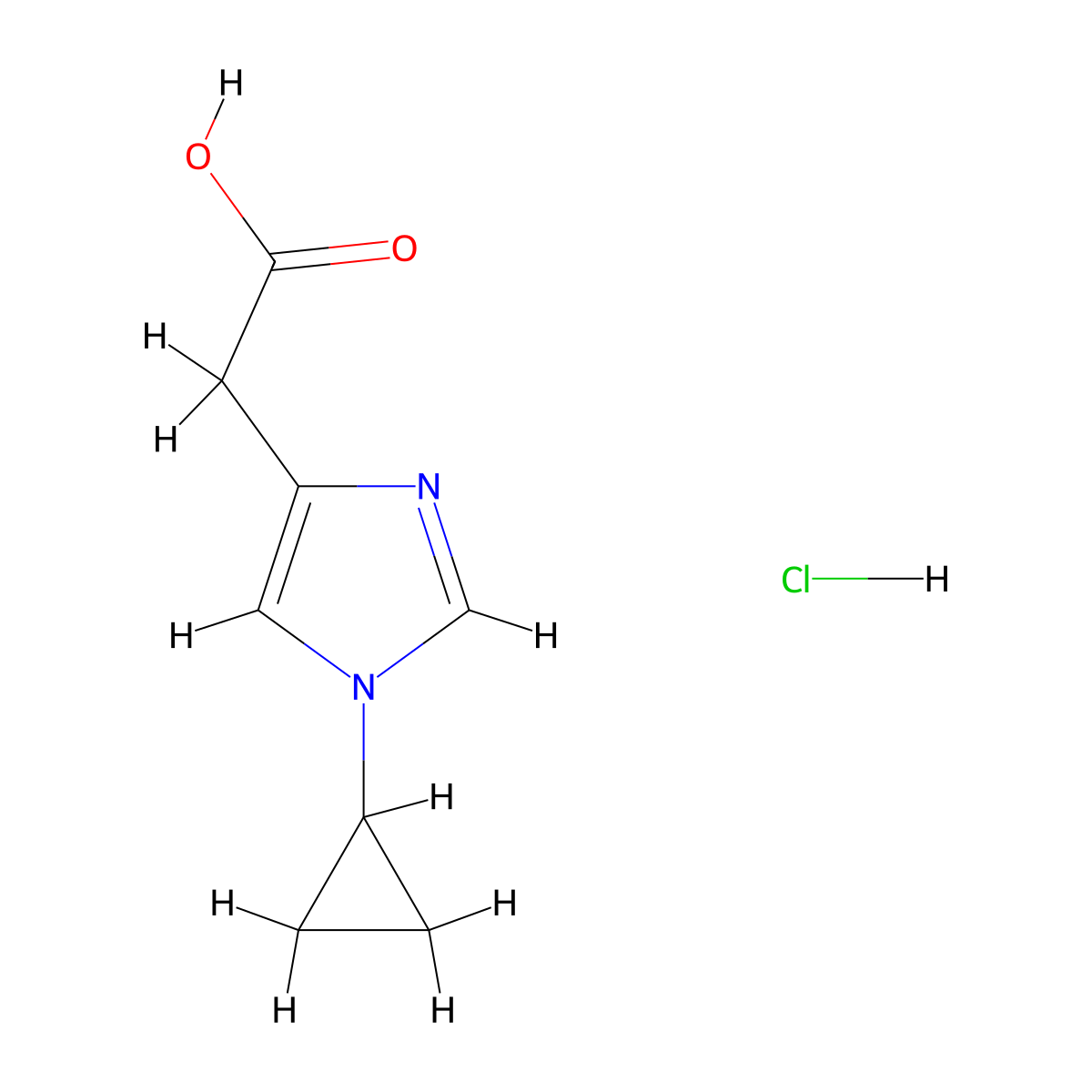 2-(1-cyclopropyl-1H-imidazol-4-yl)acetic acid hydrochloride molecular structure, CAS 2825006-73-1