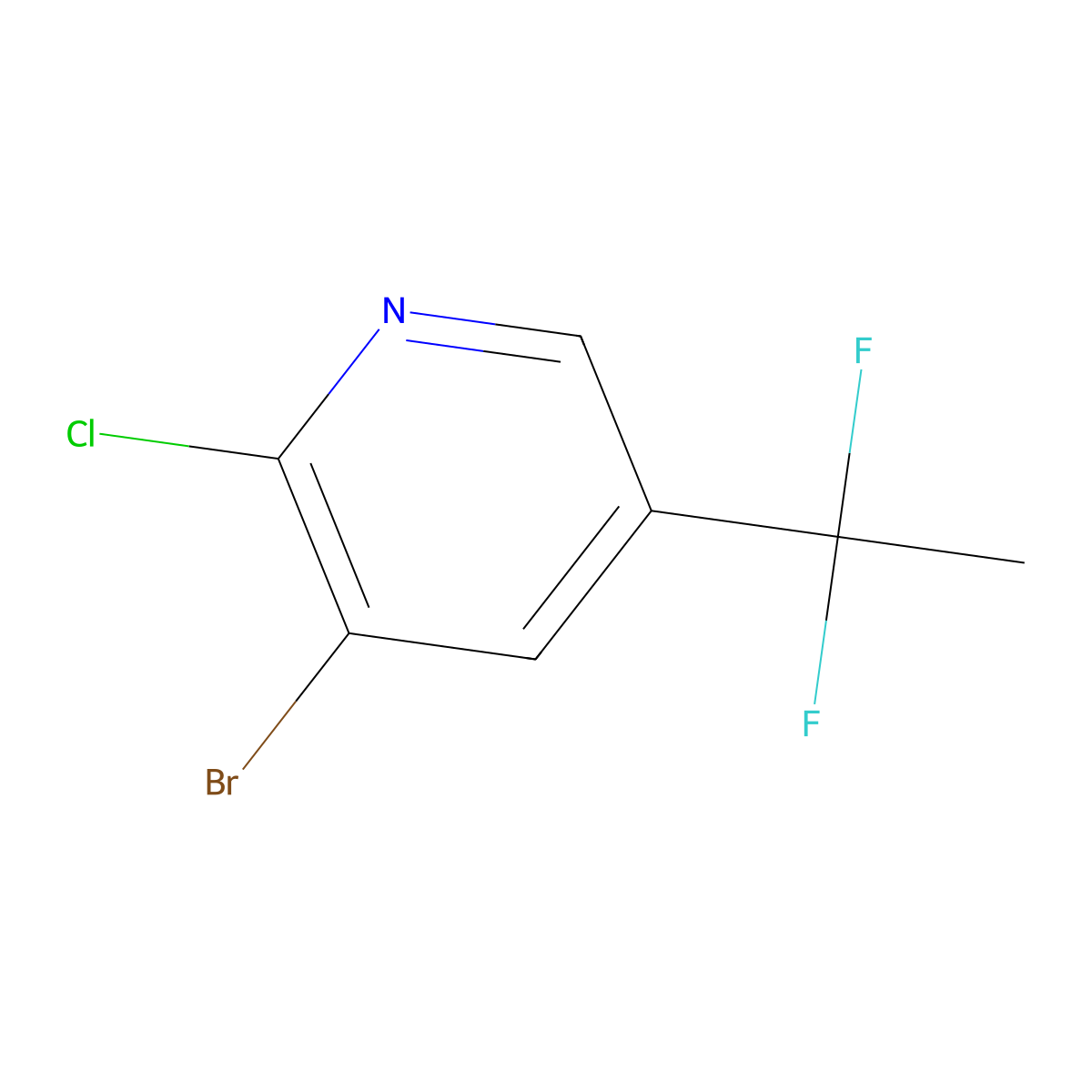3-Bromo-2-chloro-5-(1,1-difluoroethyl)pyridine molecular structure, CAS 2825006-82-2
