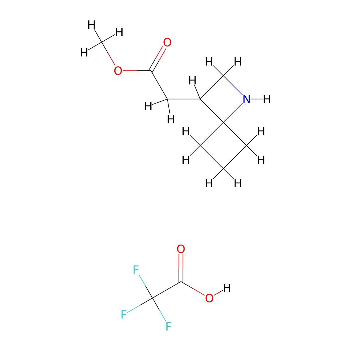 Methyl2-{1-azaspiro[3.3]heptan-3-yl}acetate,trifluoroaceticacid molecular structure, CAS 2825006-87-7