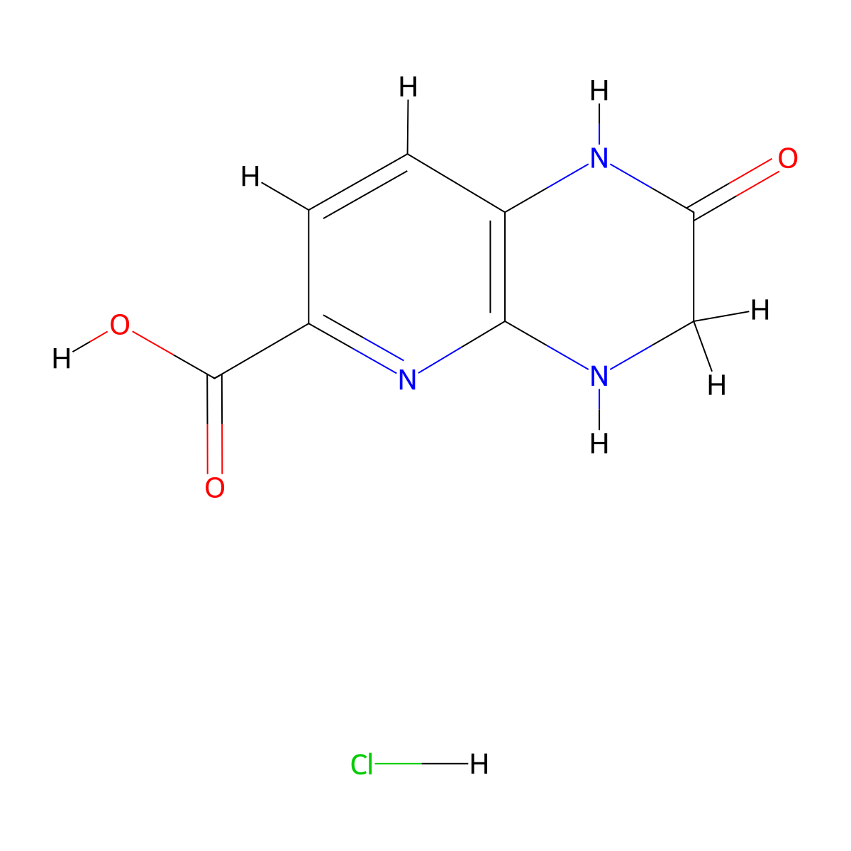 2-oxo-1H,2H,3H,4H-pyrido(2,3-b)pyrazine-6-carboxylic acid hydrochloride molecular structure, CAS 2825006-91-3