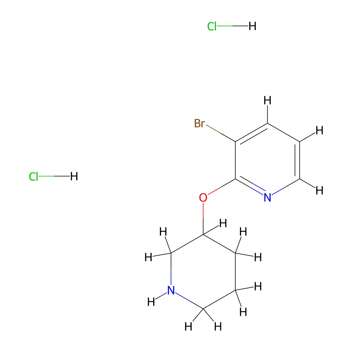 3-Bromo-2-(piperidin-3-yloxy)pyridine dihydrochloride molecular structure, CAS 2825006-92-4