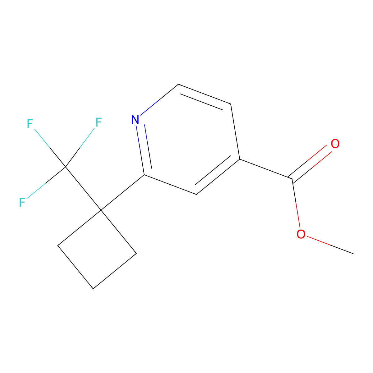 Methyl2-[1-(trifluoromethyl)cyclobutyl]pyridine-4-carboxylate molecular structure, CAS 2825006-94-6