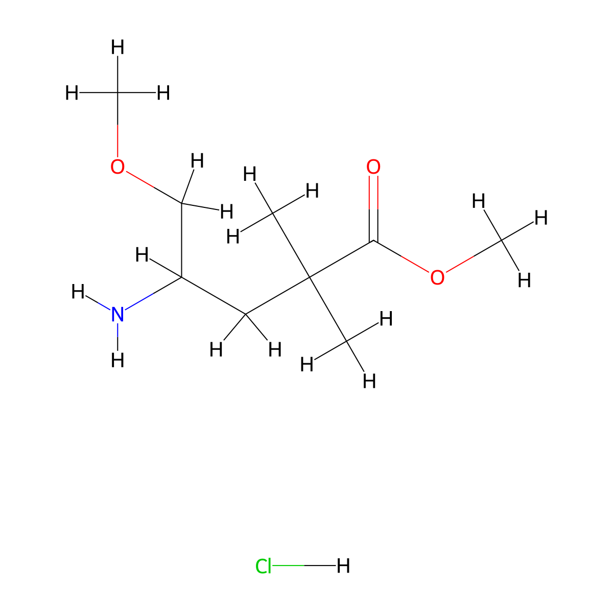 Methyl4-amino-5-methoxy-2,2-dimethylpentanoatehydrochloride molecular structure, CAS 2825007-38-1