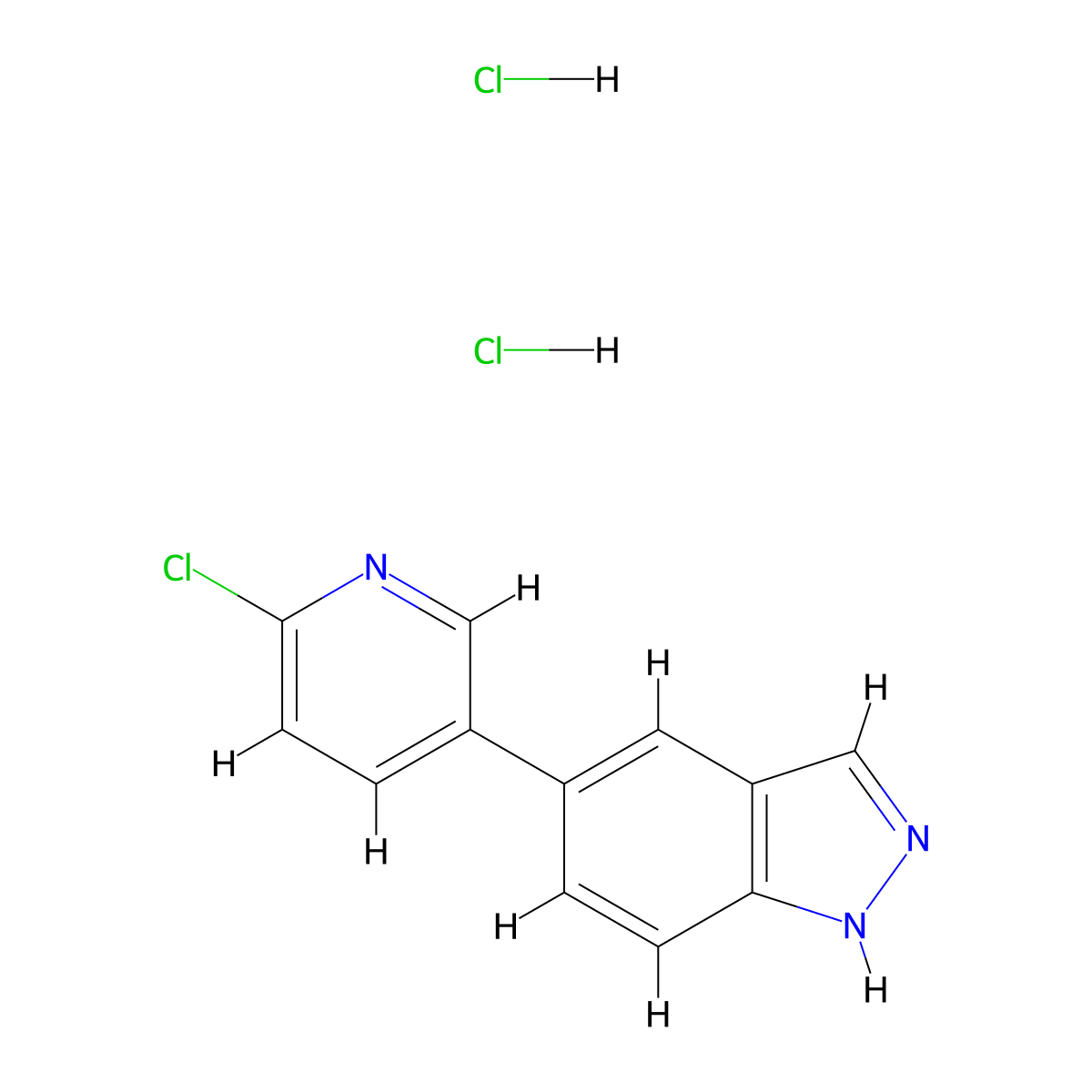 5-(6-chloropyridin-3-yl)-1H-indazoledihydrochloride molecular structure, CAS 2825007-39-2