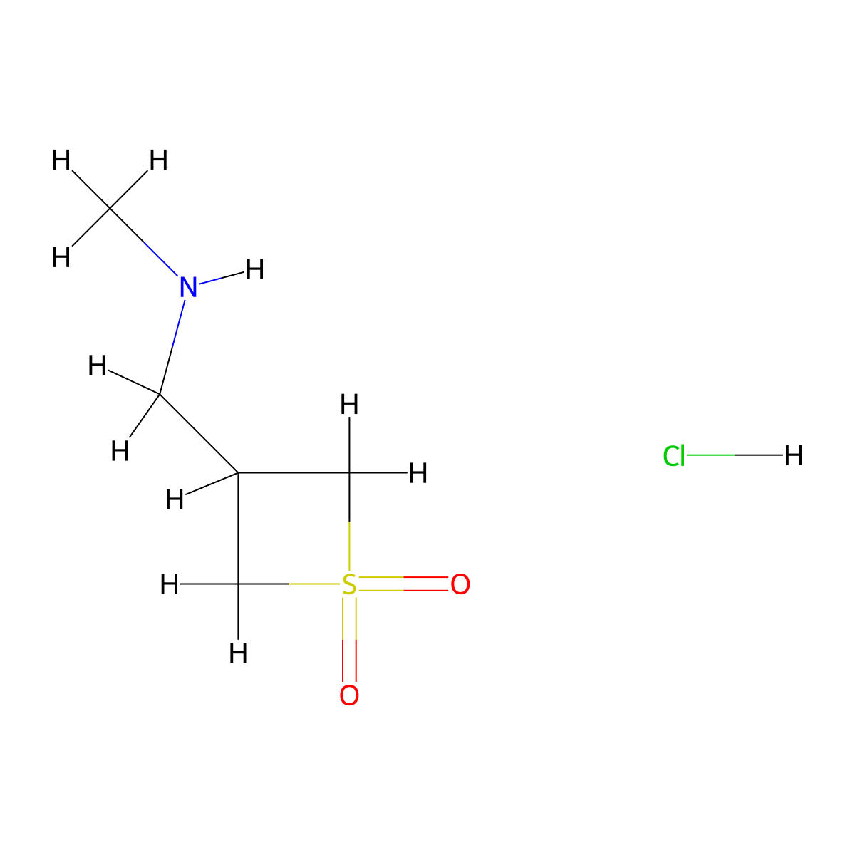 3-((Methylamino)methyl)-1lambda6-thietane-1,1-dione hydrochloride molecular structure, CAS 2825007-40-5