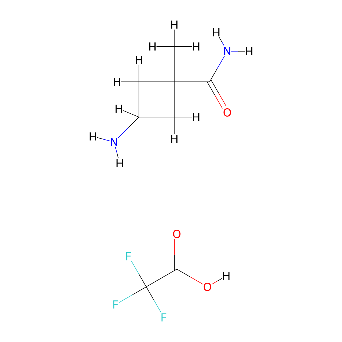 3-Amino-1-methylcyclobutane-1-carboxamide,trifluoroaceticacid molecular structure, CAS 2825007-42-7