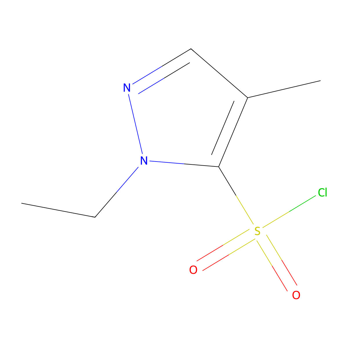 1-ethyl-4-methyl-1H-pyrazole-5-sulfonyl chloride molecular structure, CAS 2825007-43-8