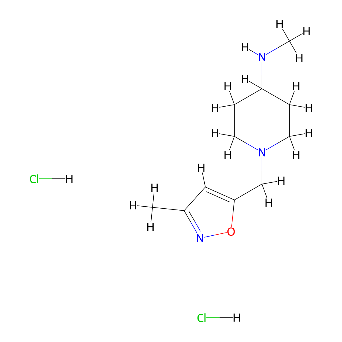 N-methyl-1-[(3-methyl-1,2-oxazol-5-yl)methyl]piperidin-4-aminedihydrochloride molecular structure, CAS 2825007-54-1